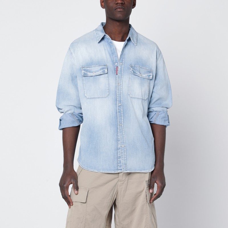 Light blue washed denim shirt