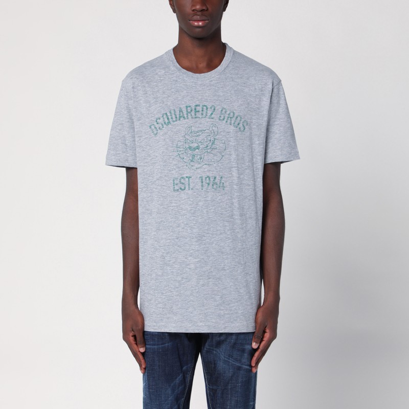 Dsquared2 Bros Logo Print Crewneck T-shirt In Grey