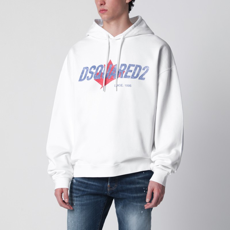 White relaxed-fit sweatshirt with logo print