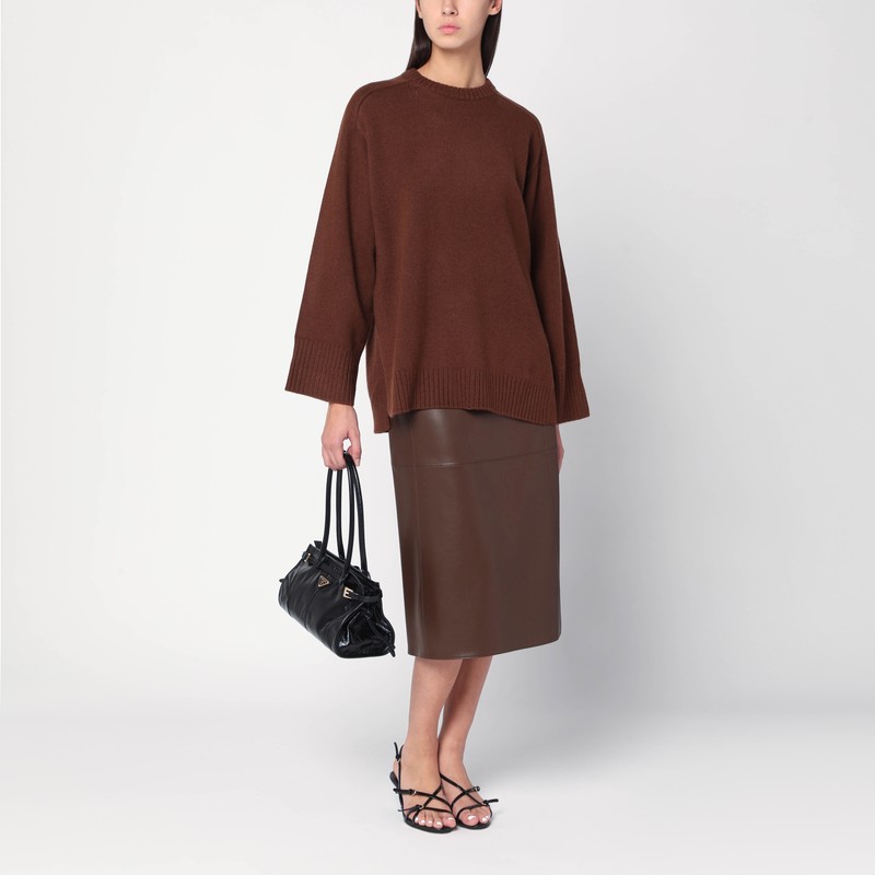 Loulou De Saison Wide-cuff Cashmere Sweater In Brown