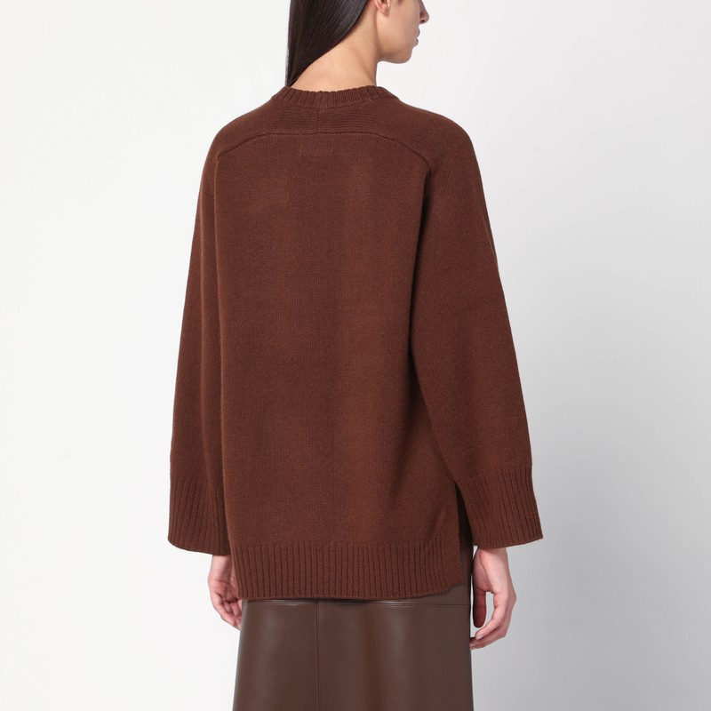 Loulou De Saison Wide-cuff Cashmere Sweater In Brown