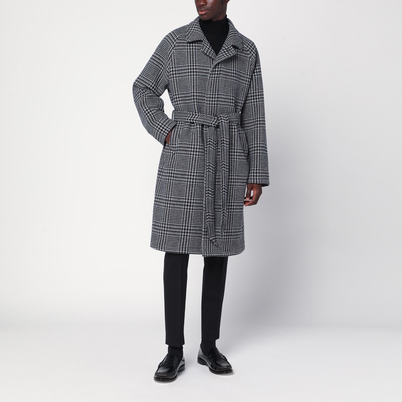 Black and blue coat with belt