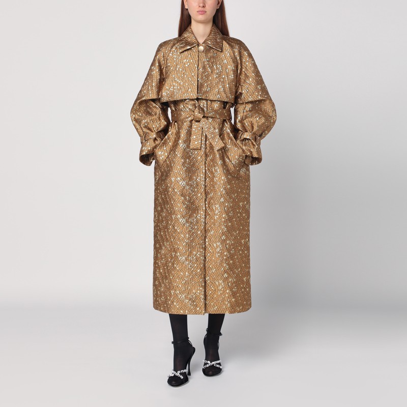 Max Mara Trench In Gold Colour In Jacquard In Metal
