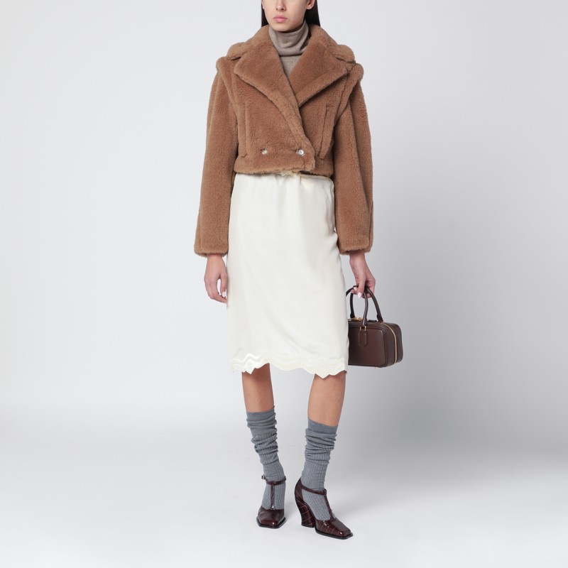 Max Mara Gilet Crop 2-in-1 In Teddy Fabric In Brown