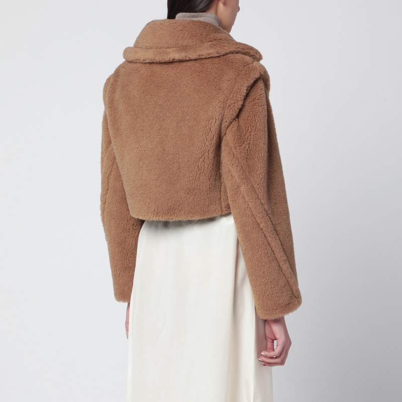 Max Mara Gilet Crop 2-in-1 In Teddy Fabric In Brown