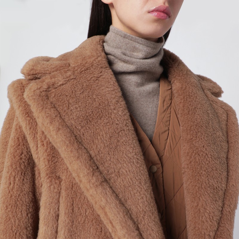 Max Mara Gilet Crop 2-in-1 In Teddy Fabric In Brown