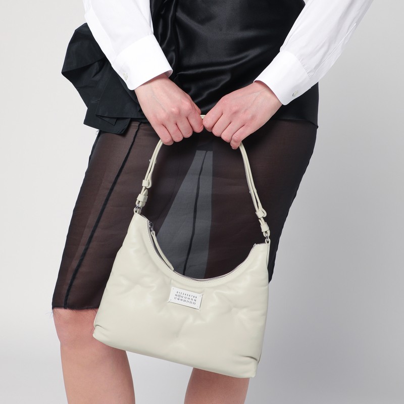 Maison Margiela Greige Glam Slam Small Hobo Bag In Silver