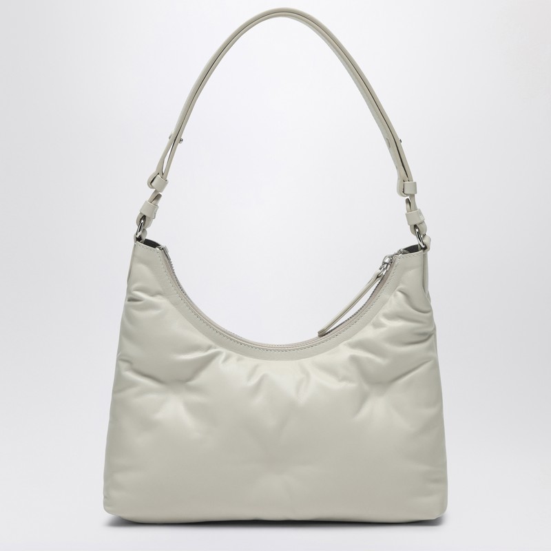 Maison Margiela Greige Glam Slam Small Hobo Bag In Silver