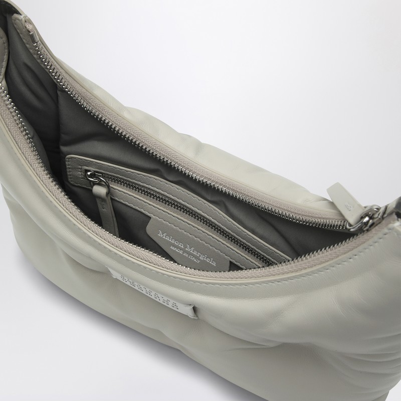Maison Margiela Greige Glam Slam Small Hobo Bag In Silver