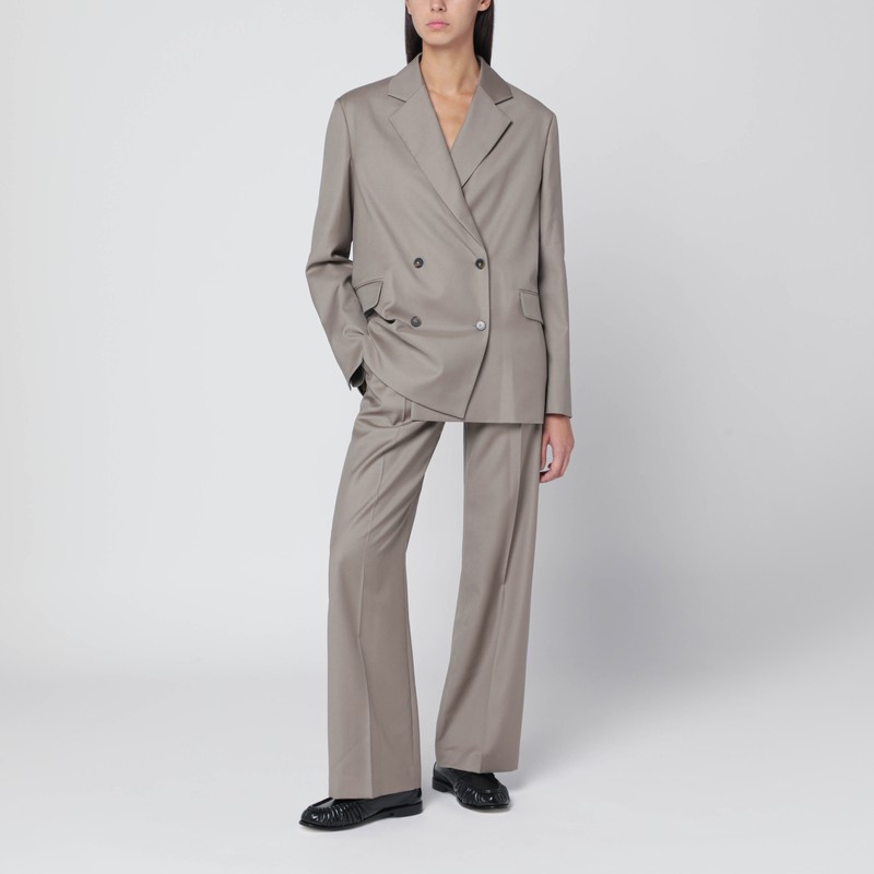 Loulou De Saison Jacket With Darts In Taupe Wool In Brown