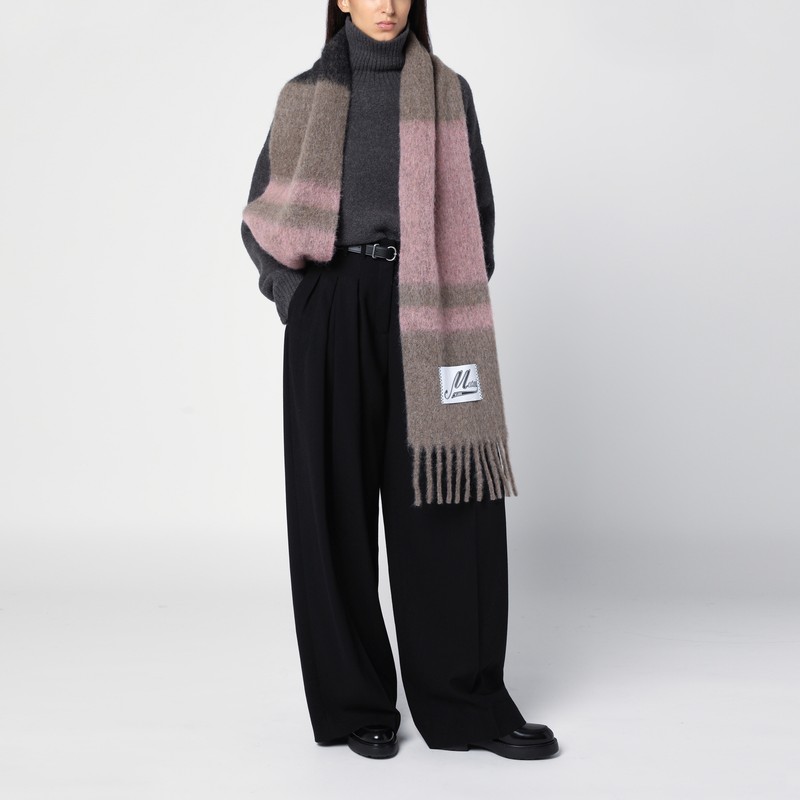 Marni Alpaca And Mohair Scarf With Stripes Prune Violet In Purple
