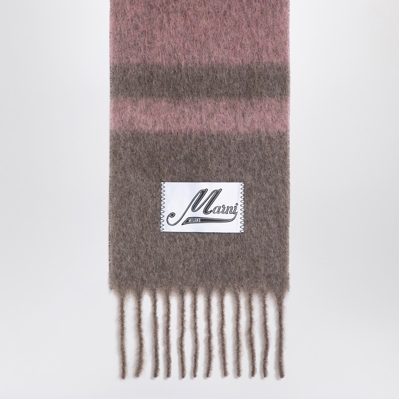 Marni Alpaca And Mohair Scarf With Stripes Prune Violet In Purple