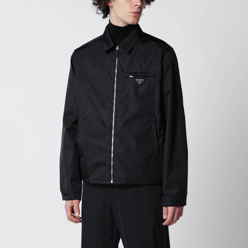 Black Re-Nylon zip-up jacket