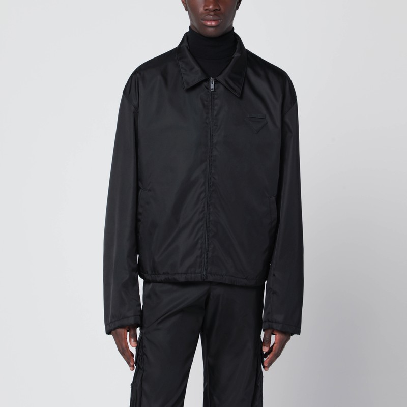 Black jacket with zip in Re-Nylon