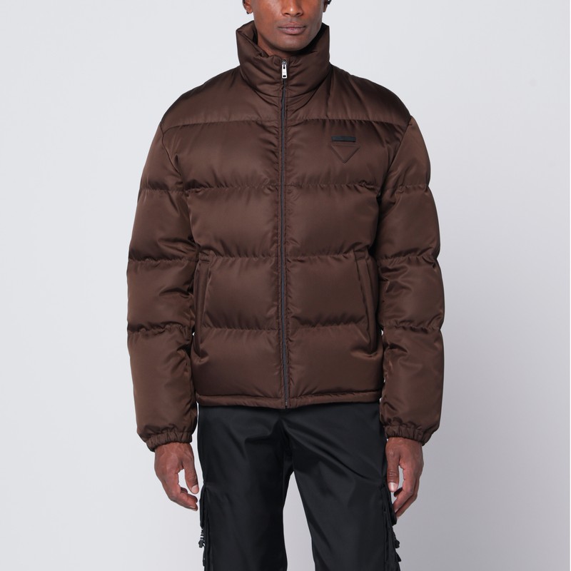 Cacao-coloured down jacket in Re-Nylon