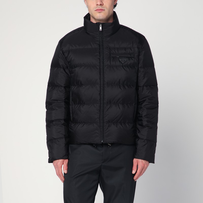 Black zip-up jacket in Re-Nylon