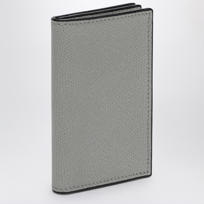 Wave-line cardholder in ash-coloured leather