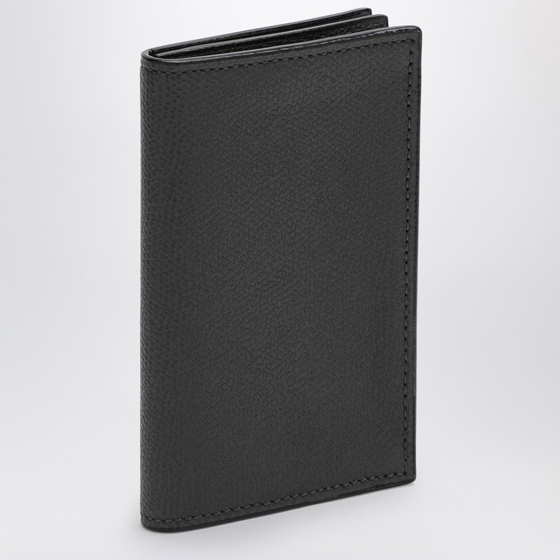 Wave-line cardholder in dark grey leather