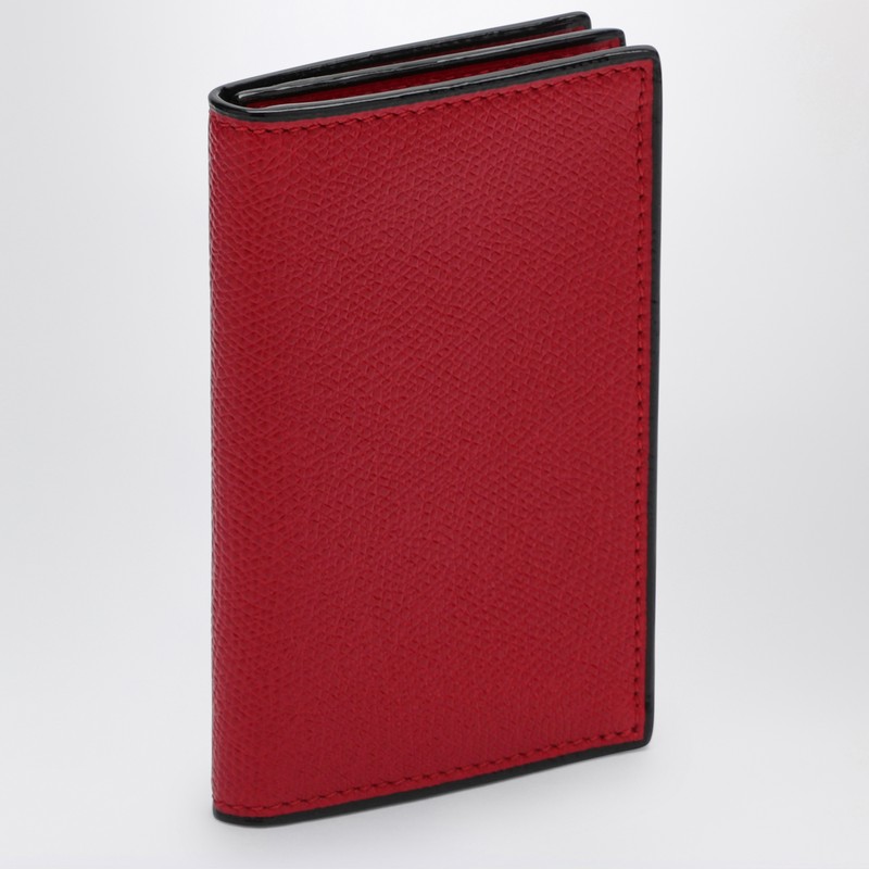 Valextra Wave-line Cardholder In Red Leather In Red
