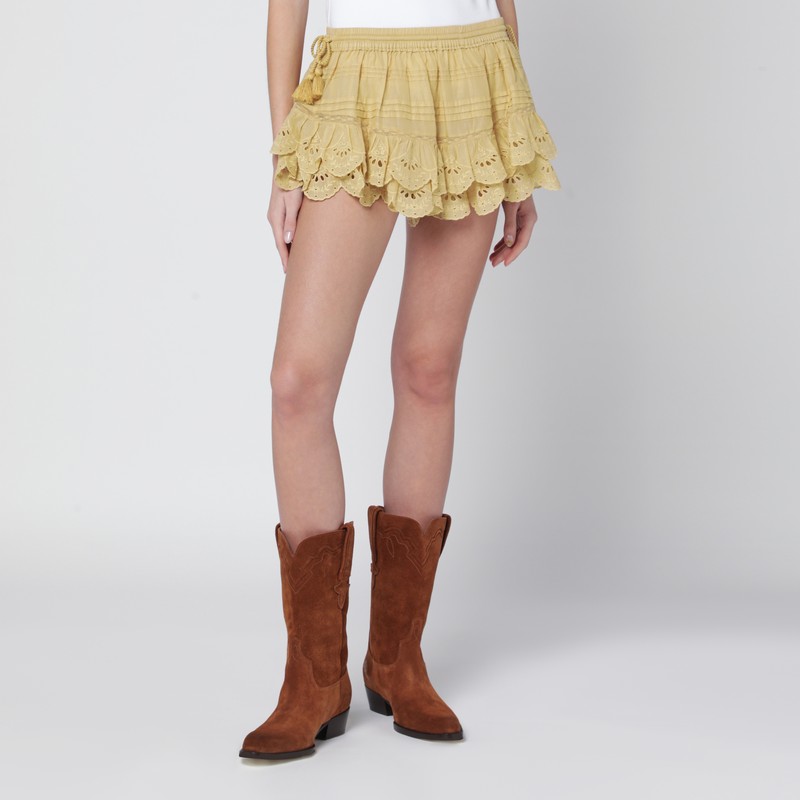 Ochre lace Puria shorts with ruffles