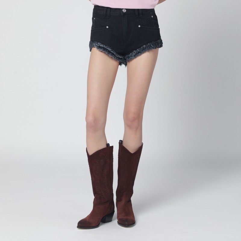 Eneidala black washed denim shorts