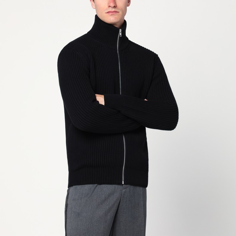 Black cotton zip-up cardigan