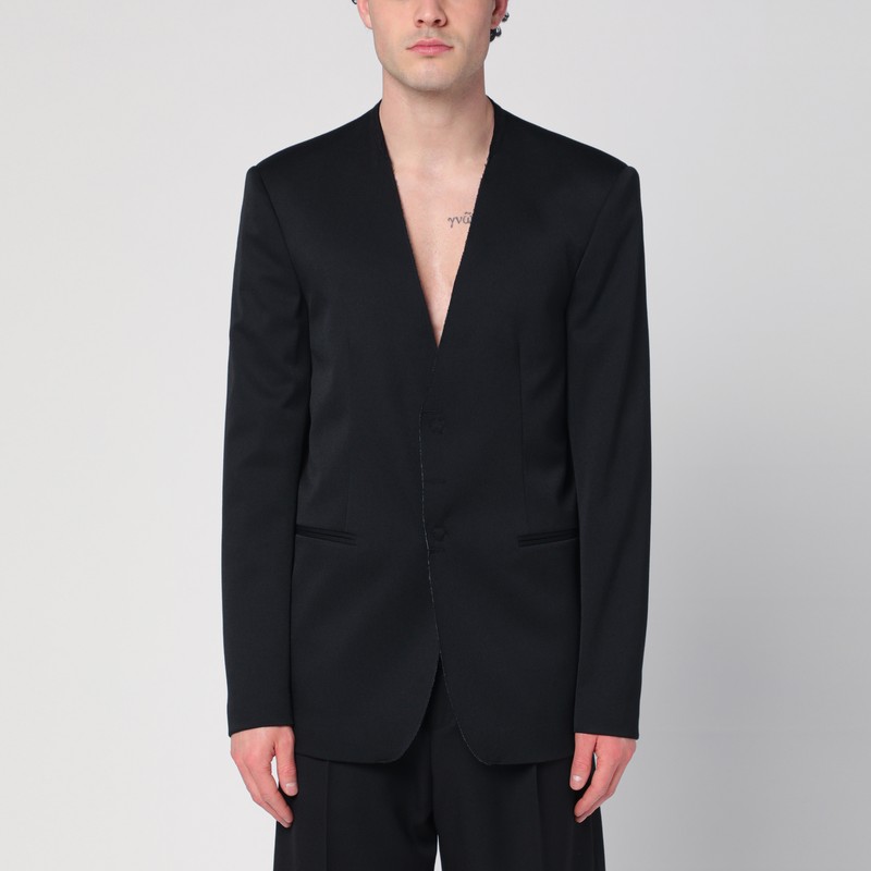 Black single-breasted jacket in wool blend