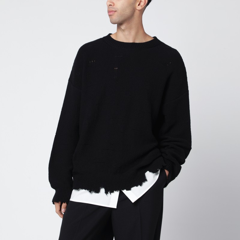 Black sweater with distressed hem
