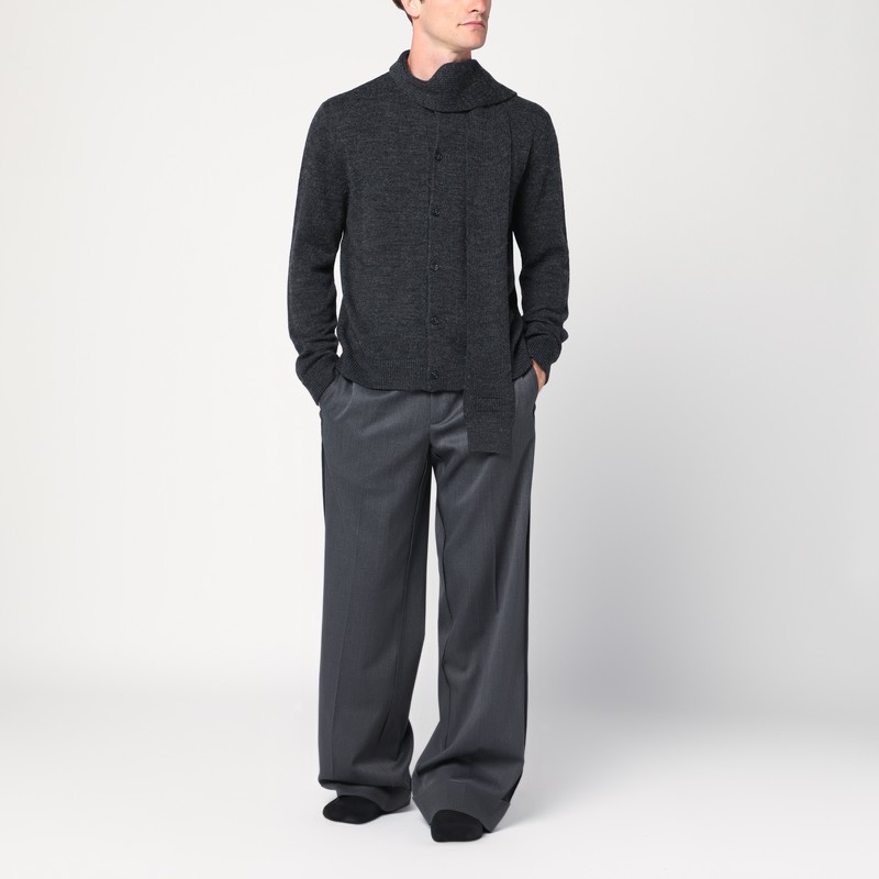 Mm6 Maison Margiela Mm6 By Maison Margiela Button-up Wool Cardigan With Shawl Collar In Gray