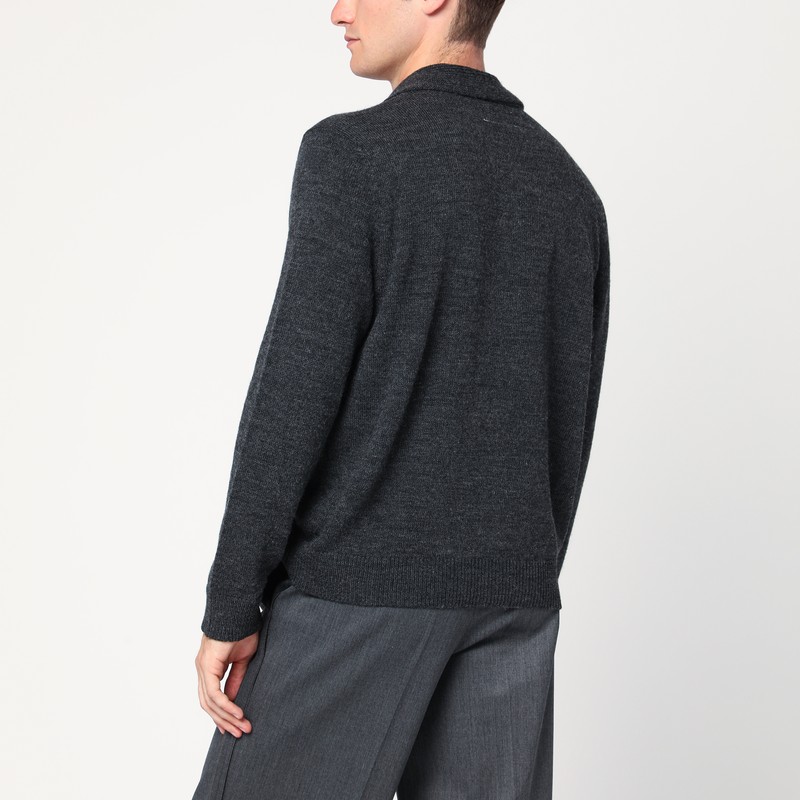 Mm6 Maison Margiela Mm6 By Maison Margiela Button-up Wool Cardigan With Shawl Collar In Gray