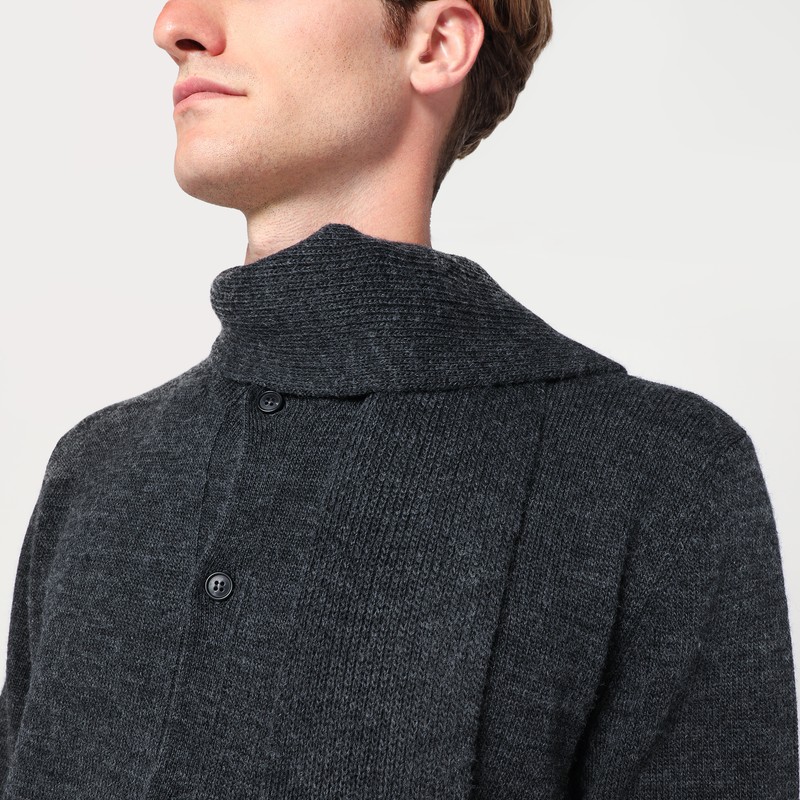 Mm6 Maison Margiela Mm6 By Maison Margiela Button-up Wool Cardigan With Shawl Collar In Gray