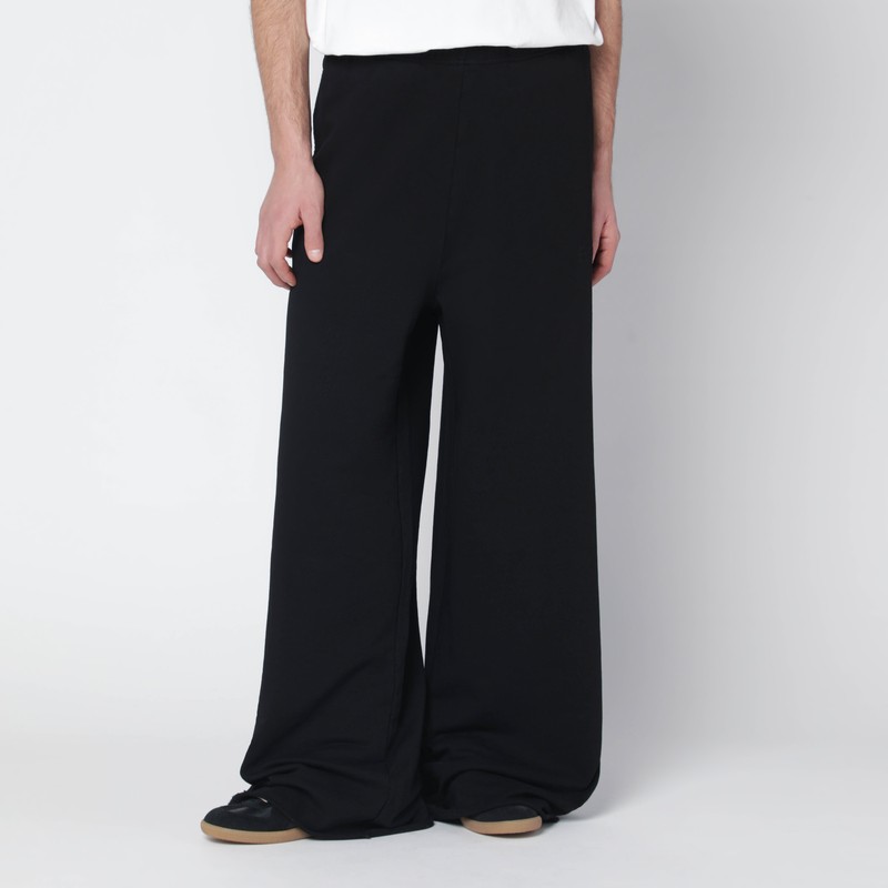 Black wide-leg jersey trousers