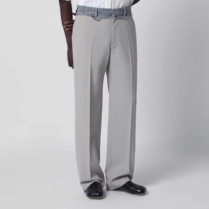 Grey wool-blend trousers
