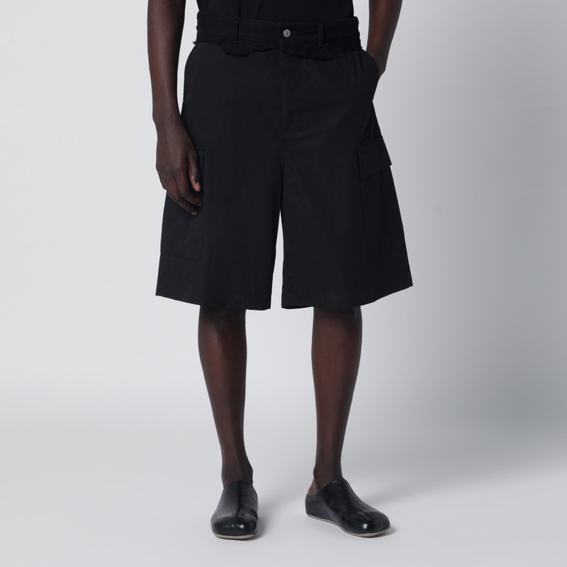 Black wool-blend cargo bermuda shorts