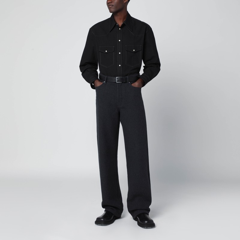 Lemaire Black Western Cotton Shirt In Black