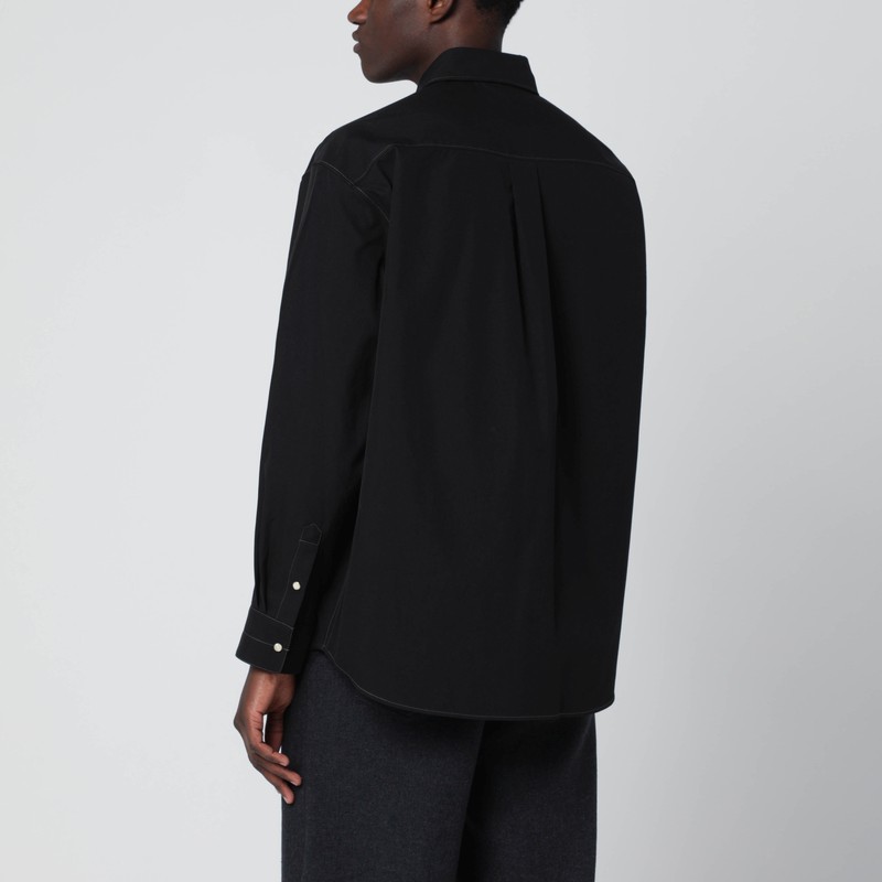 Lemaire Black Western Cotton Shirt In Black