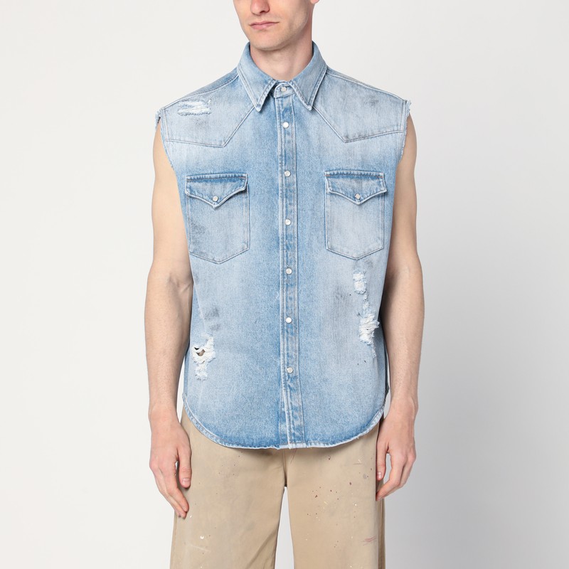 Faded blue vest with rips - MM6 Maison Margiela - Modalova