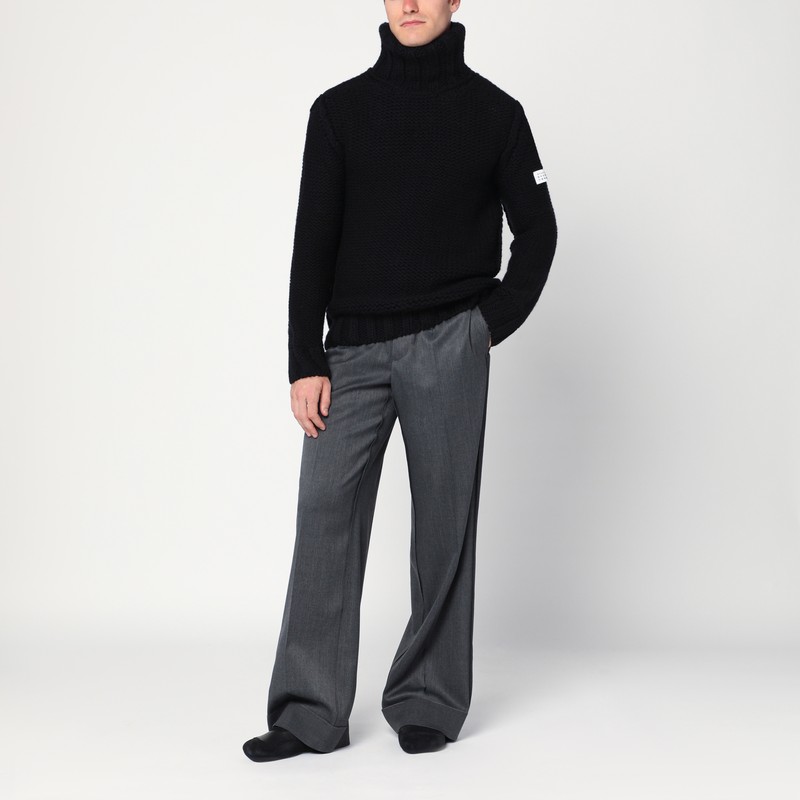 Mm6 Maison Margiela Chunky Wool Turtleneck Jumper In Black