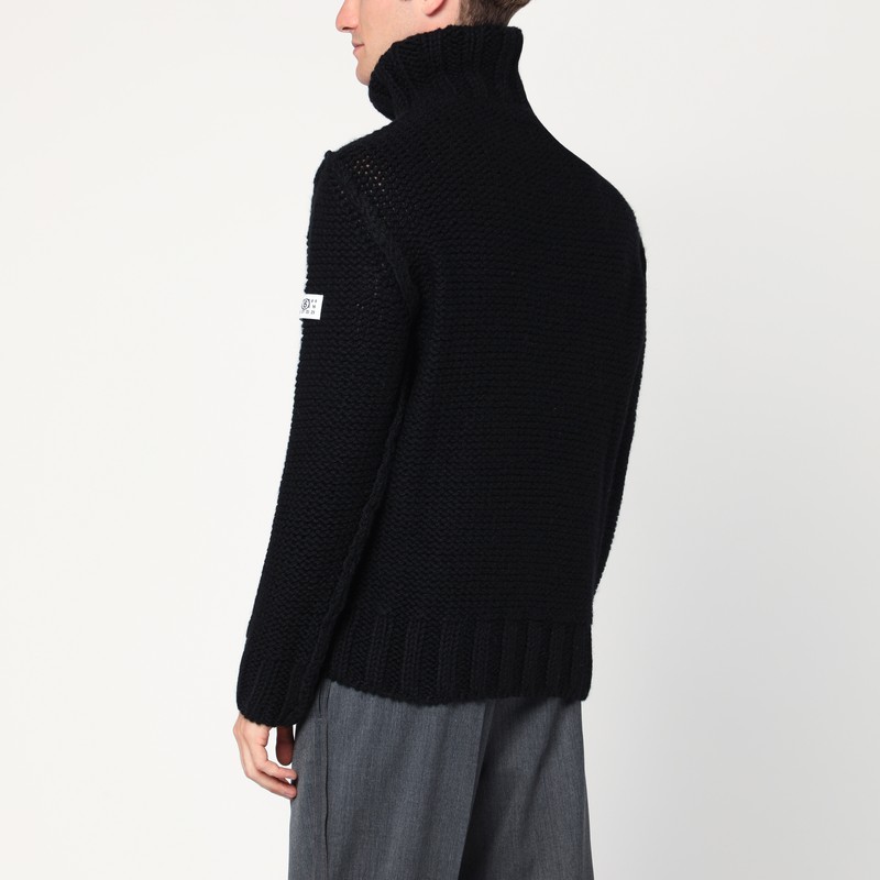 Mm6 Maison Margiela Chunky Wool Turtleneck Jumper In Black