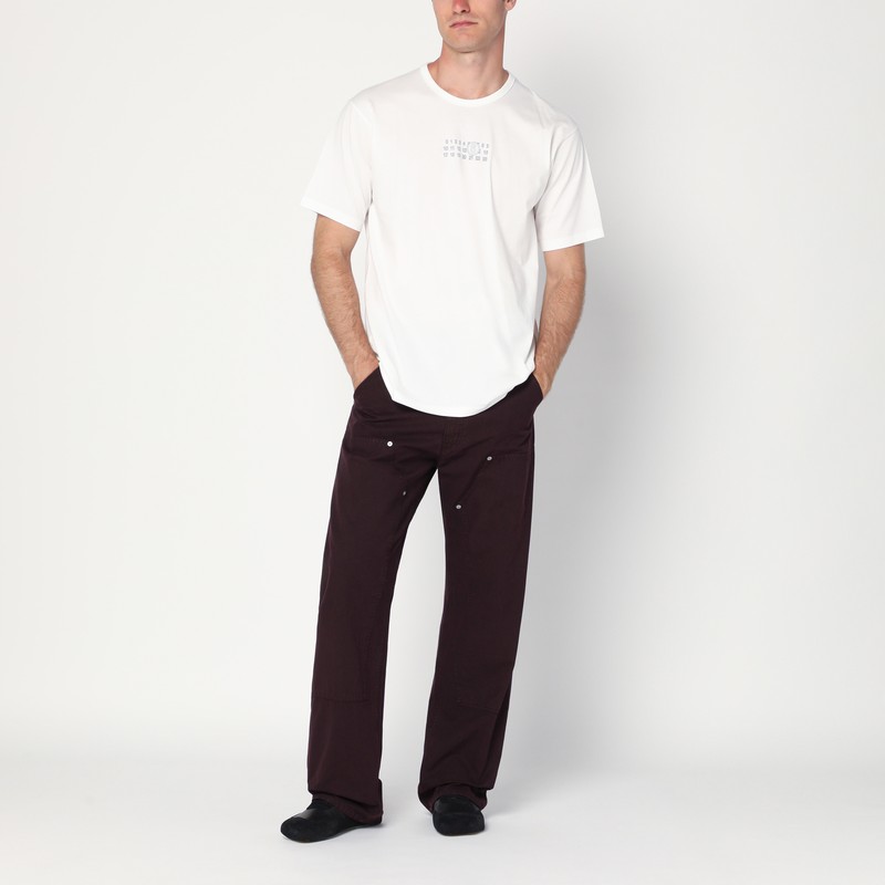 Mm6 Maison Margiela Logo Patch Straight-leg Pants In Burgundy