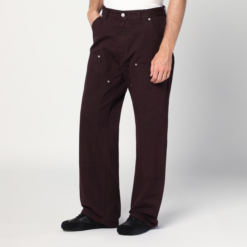 Mm6 Maison Margiela Logo Patch Straight-leg Pants In Burgundy