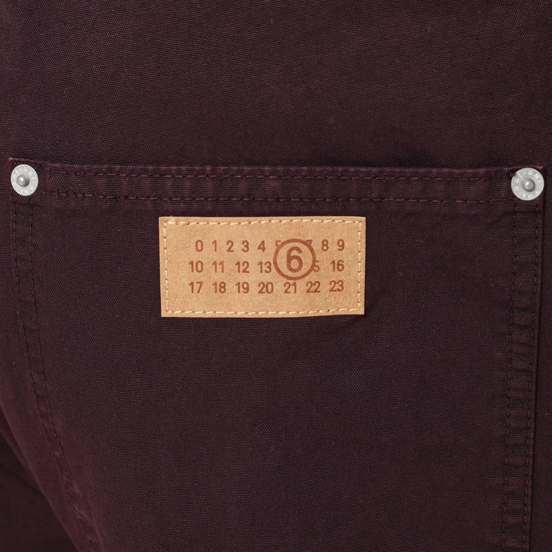 Mm6 Maison Margiela Logo Patch Straight-leg Pants In Burgundy