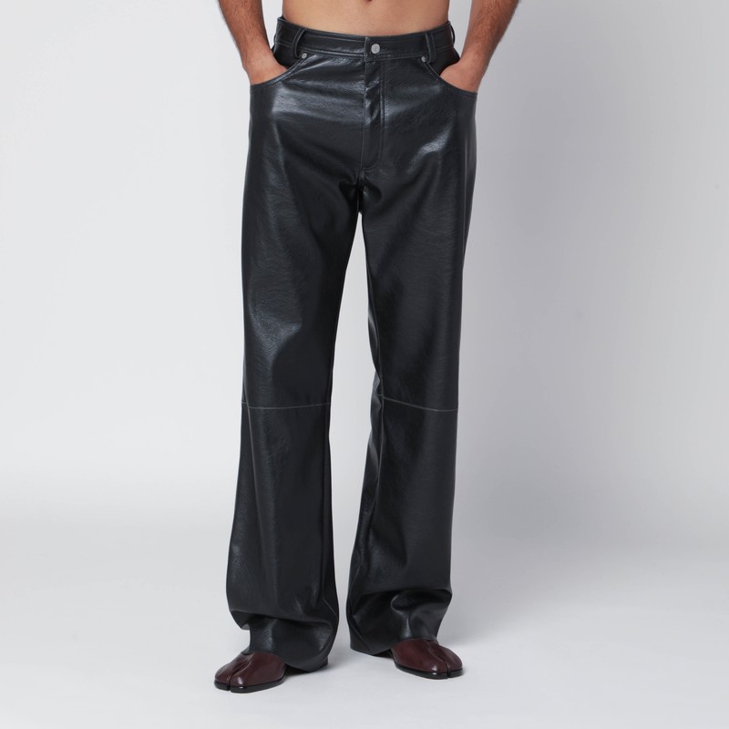 Black faux leather trousers