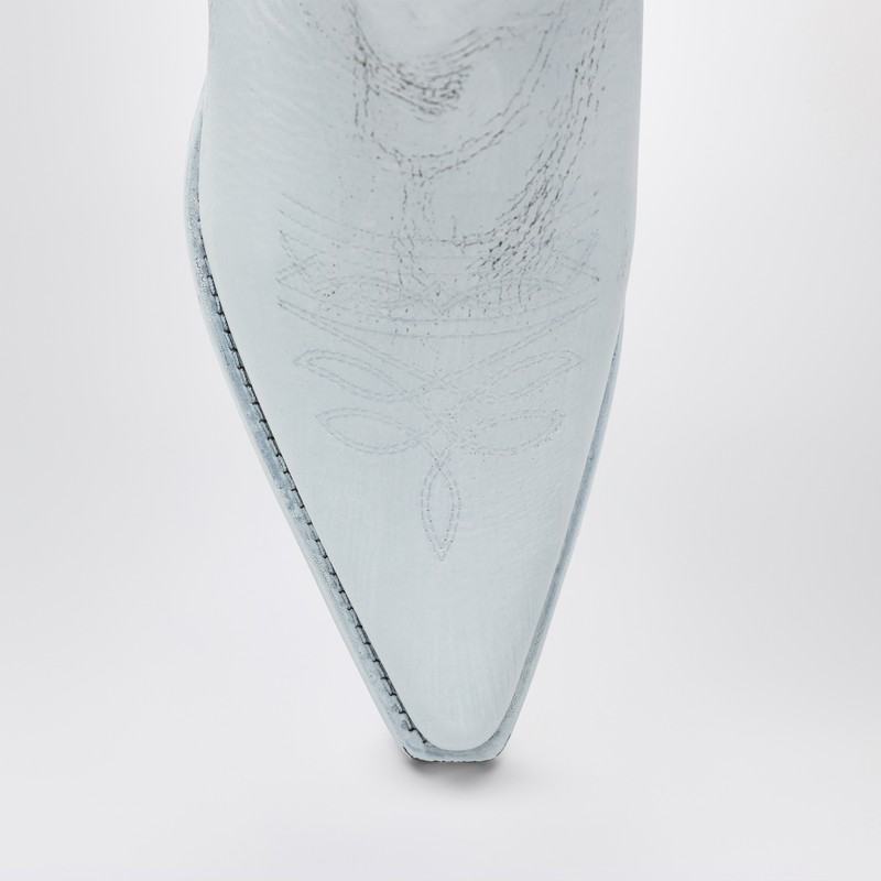 Mm6 Maison Margiela Mm6 By Maison Margiela Pointed Toe Leather Boots With Embroidery And Stacked Cuban Heel