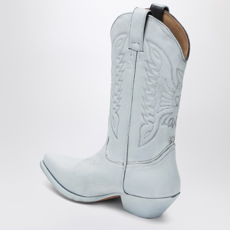 Mm6 Maison Margiela Mm6 By Maison Margiela Pointed Toe Leather Boots With Embroidery And Stacked Cuban Heel