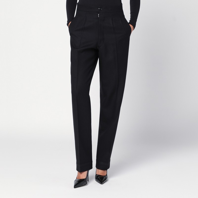 Black wool pleated trousers - Maison Margiela - Modalova