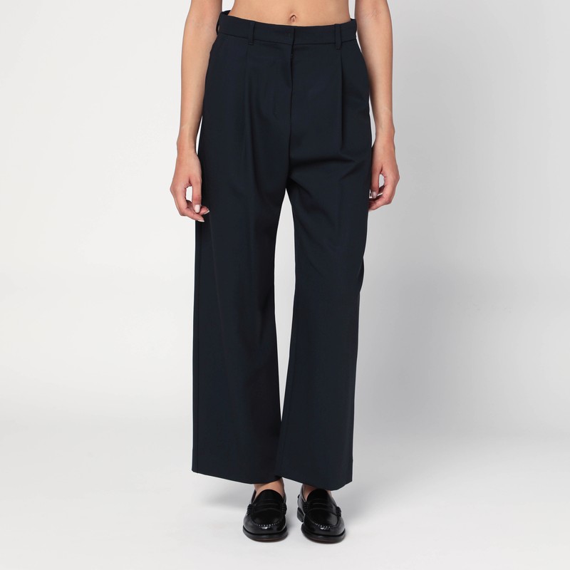 Midnight blue crêpe wool trousers
