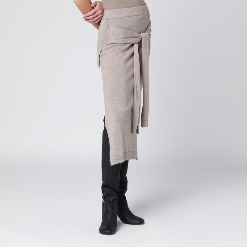Lemaire Taupe Trompe-l'oeil Skirt In Blend In Gray