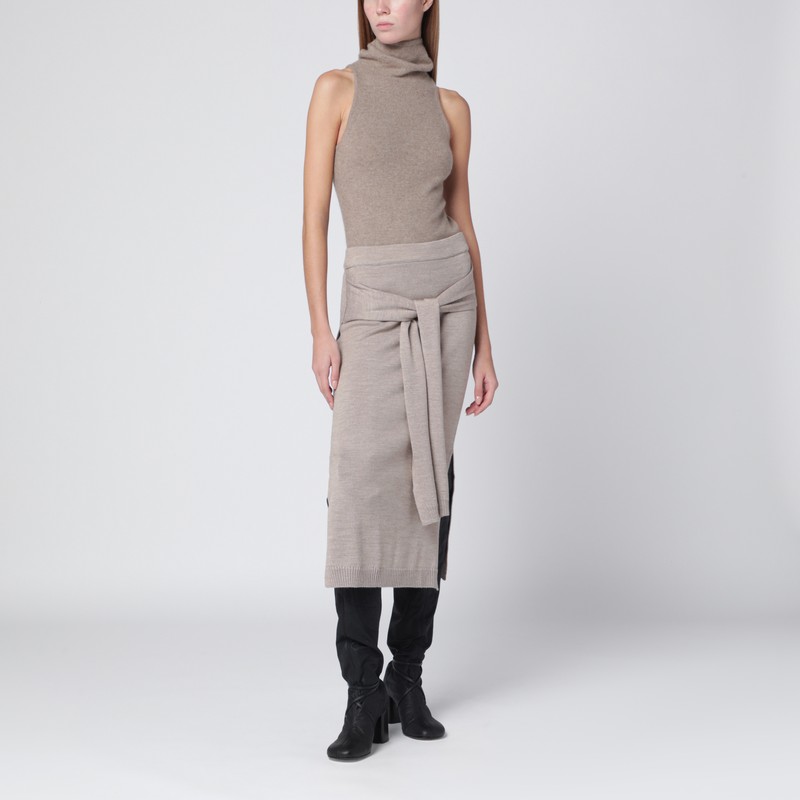 Lemaire Taupe Trompe-l'oeil Skirt In Blend In Gray