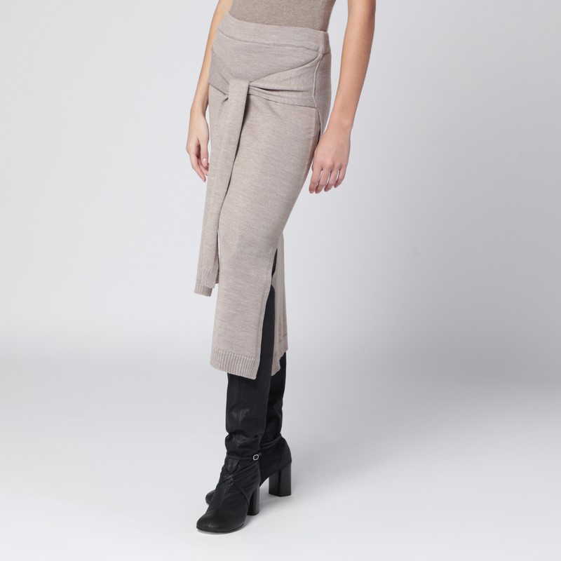 Lemaire Taupe Trompe-l'oeil Skirt In Blend In Gray